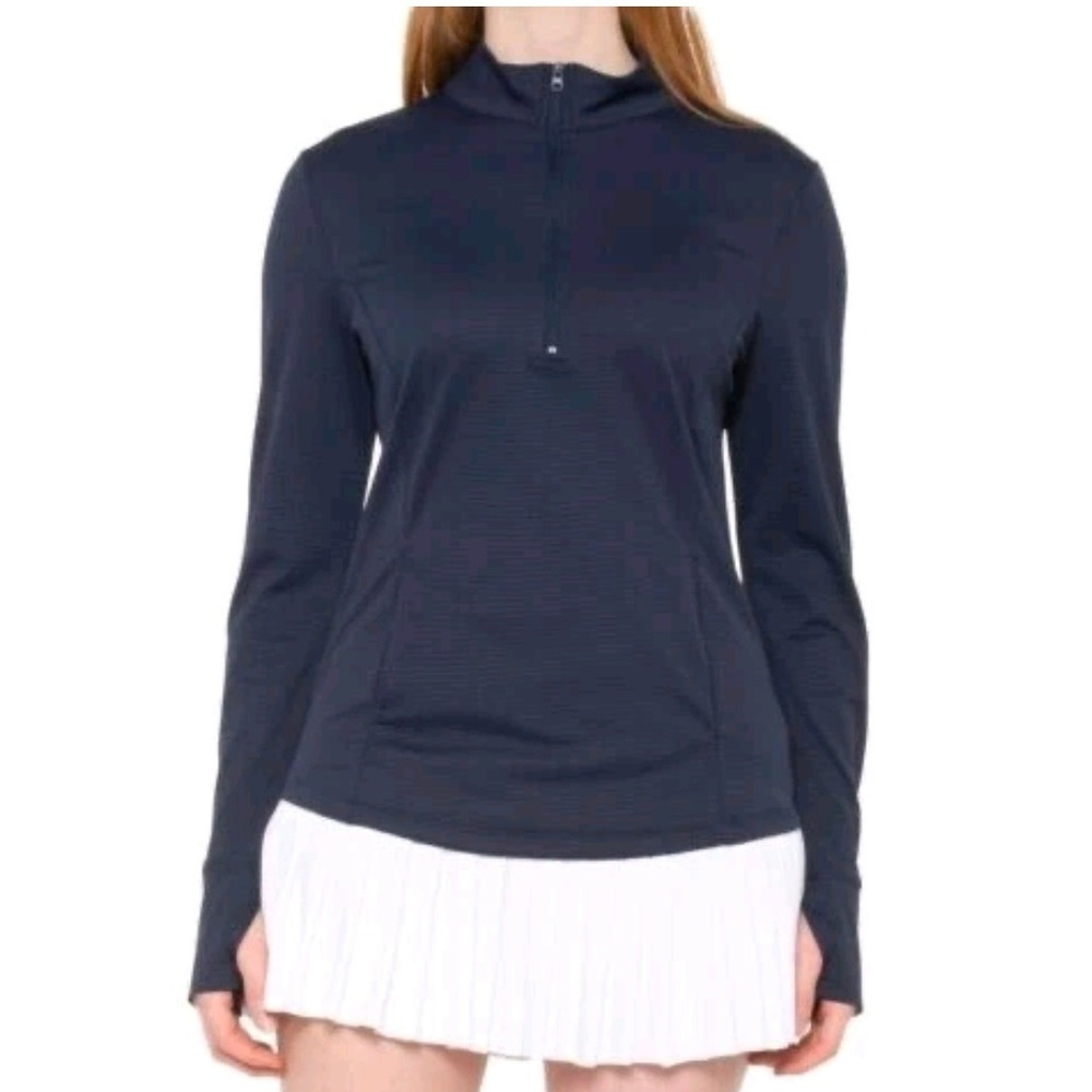 TOMMY BAHAMA Textured Maritime Navy Long Sleeve Golf Tennis Full Zip Size  L